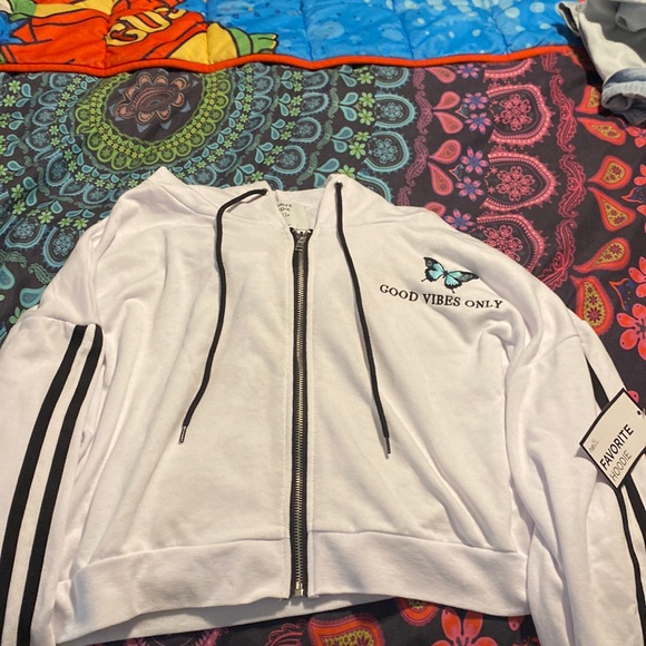 Rue21 Tops - Cropped Hoodie, Butterfly in corner
